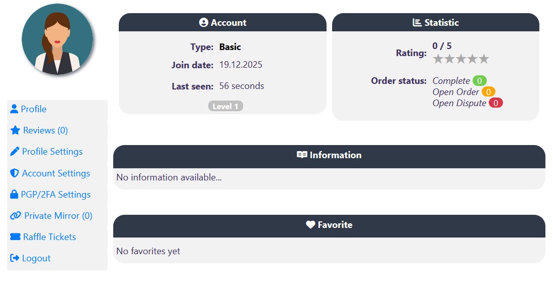 TorZon User Profile Dashboard
